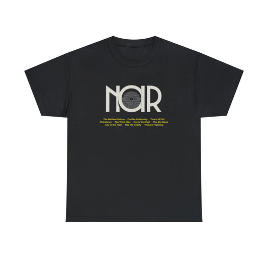 Film NOIR cinema movie tribute t shirt,  Unisex Heavy Cotton Tee, t-shirt movie buffs fans of classic film genre, edgy and mysterious vibe