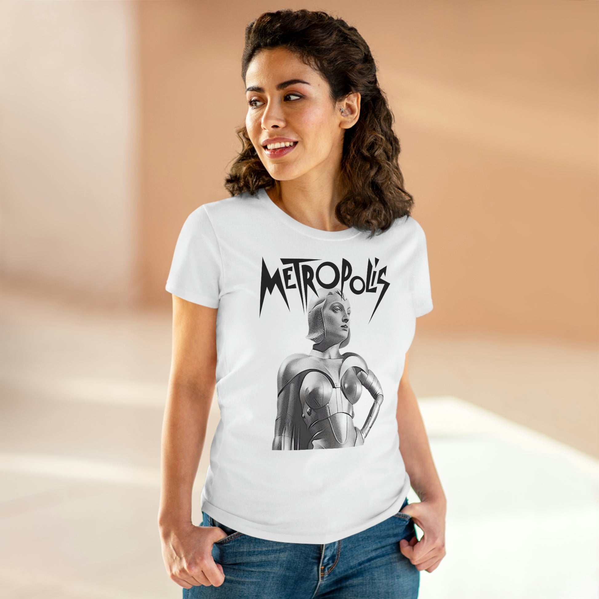 Metropolis science fiction classic movie vintage style ladies cotton tee.