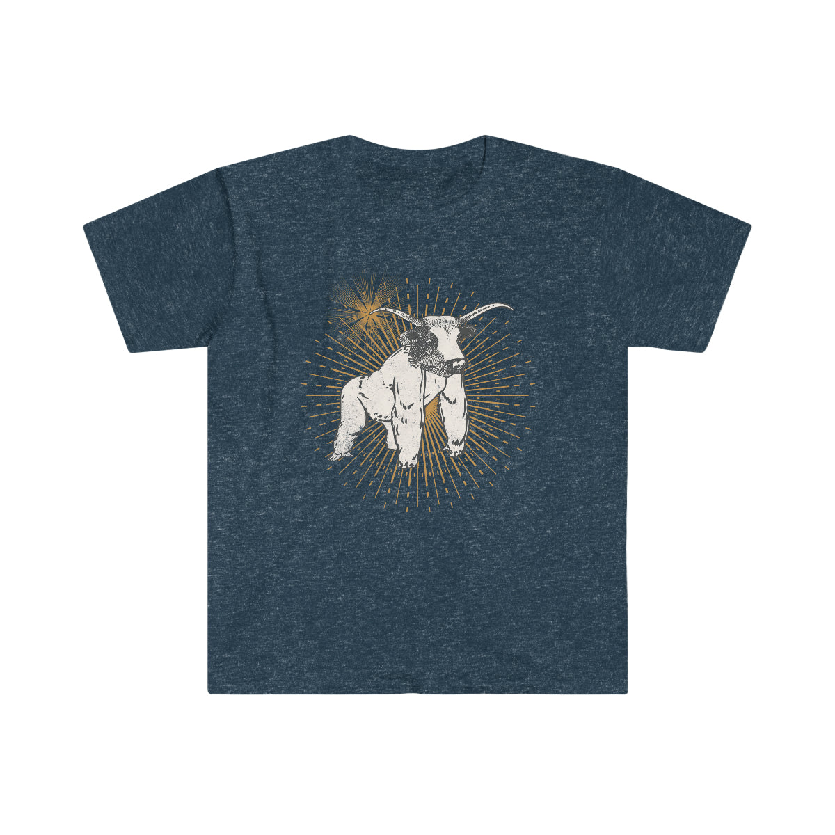 Gorilla Bull Run custom mashup tee, Bull mixed with a Gorilla, Abstract Art shirt, Unisex Softstyle T-Shirt
