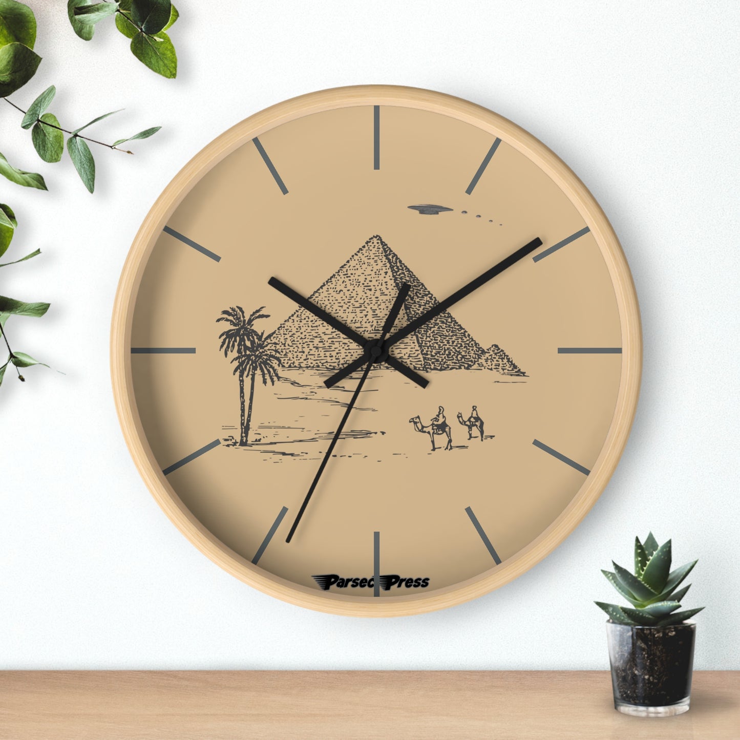 Pyramid Timepiece UFO Wall Clock, Egypt ancient wonders, ancient alien theory, 10 inch wall clock