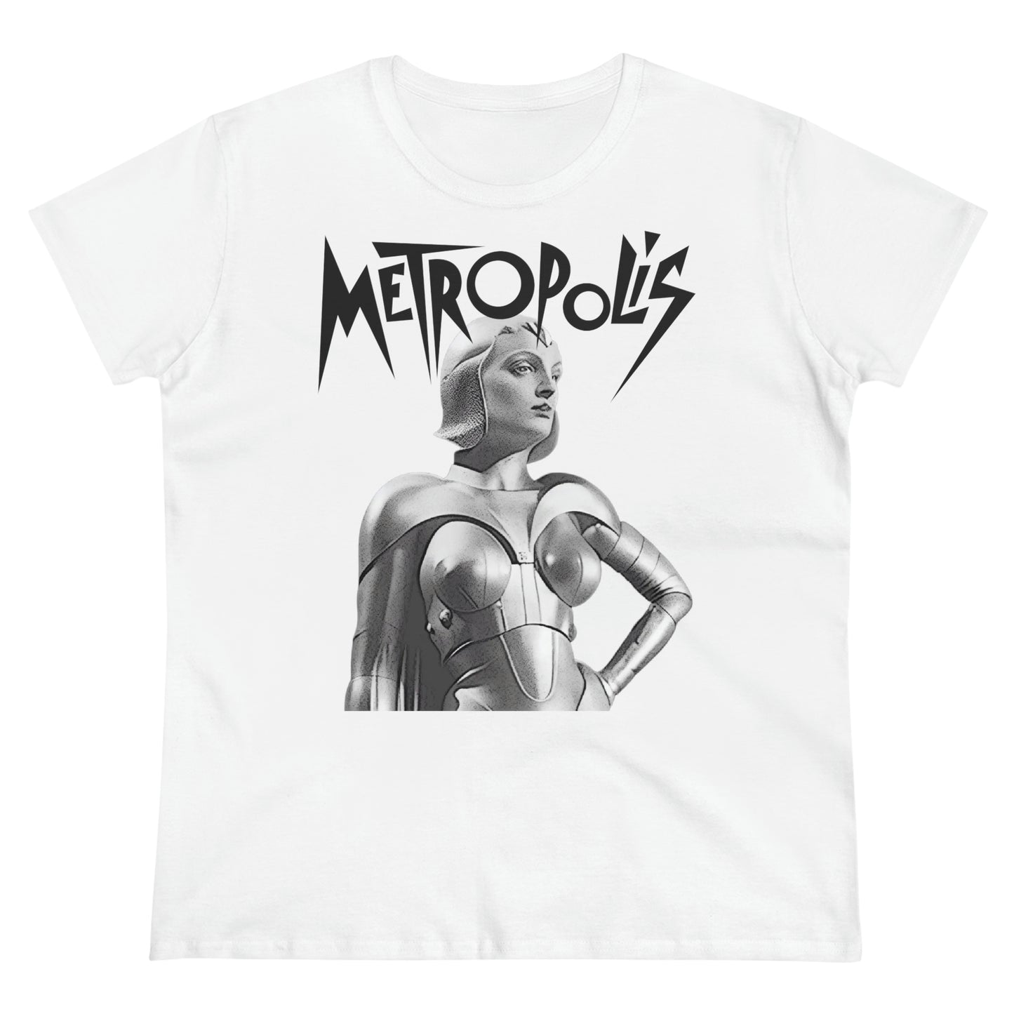 Metropolis science fiction classic movie vintage style ladies cotton tee.