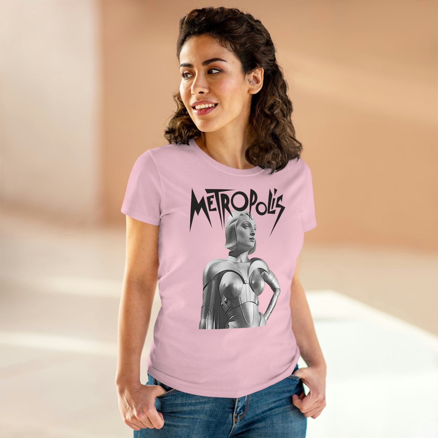 Metropolis science fiction classic movie vintage style ladies cotton tee.