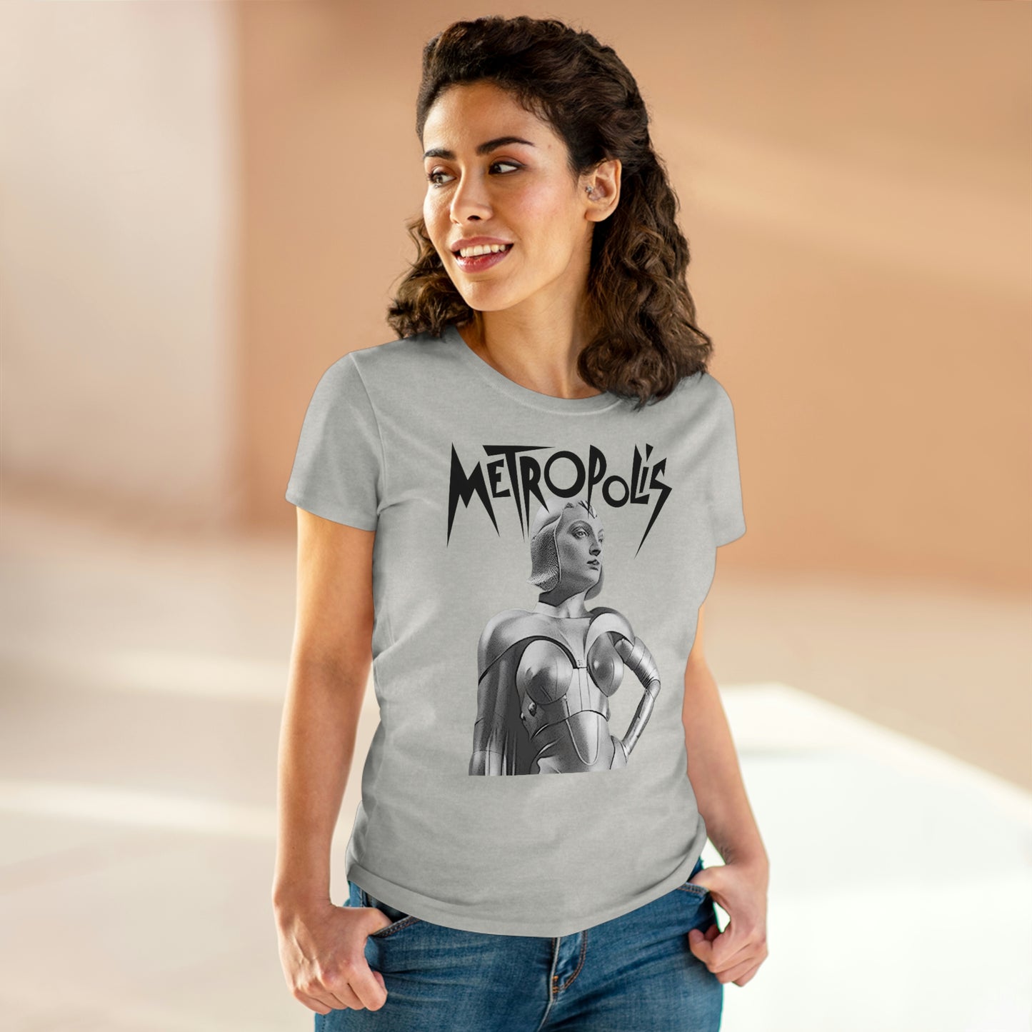 Metropolis science fiction classic movie vintage style ladies cotton tee.