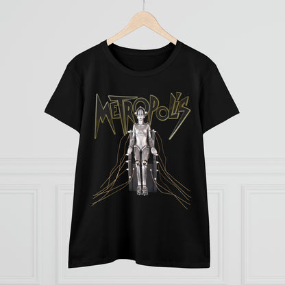 Metropolis movie Women's Midweight Cotton Tee V2, science-fiction machine Robot film 1927 T-shirt, Classic sci-fi shirt, Ladies scifi top