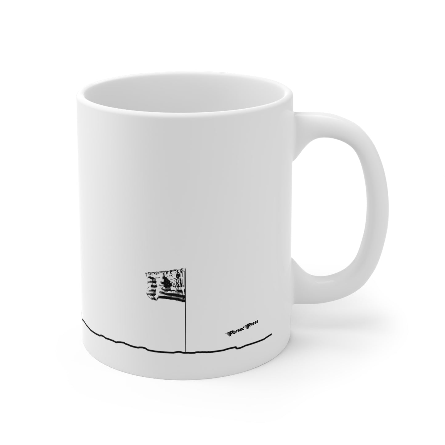 Apollo 11 Lunar Lander Ceramic Mug 11oz, wire frame rendering of the Moon Lander Vehicle used by NASA Coffee Cup