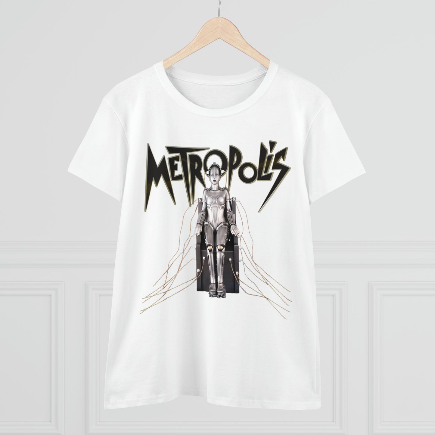 Metropolis movie Women's Midweight Cotton Tee V2, science-fiction machine Robot film 1927 T-shirt, Classic sci-fi shirt, Ladies scifi top