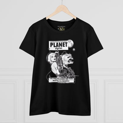 Planet Stories fan art Women's sci-fi shirt - 1950's comic pulp fiction