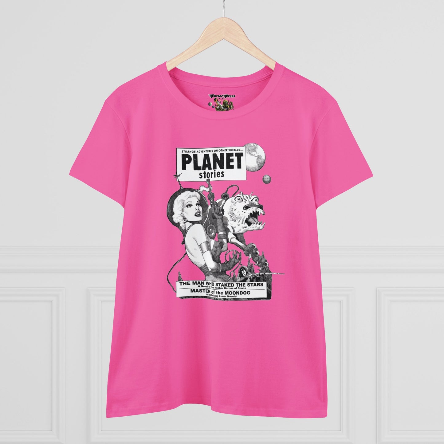 Planet Stories fan art Women's sci-fi shirt - 1950's comic pulp fiction