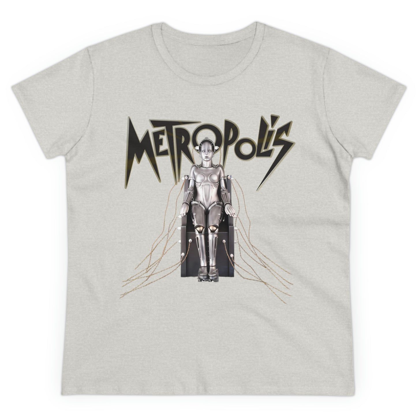 Metropolis movie Women's Midweight Cotton Tee V2, science-fiction machine Robot film 1927 T-shirt, Classic sci-fi shirt, Ladies scifi top