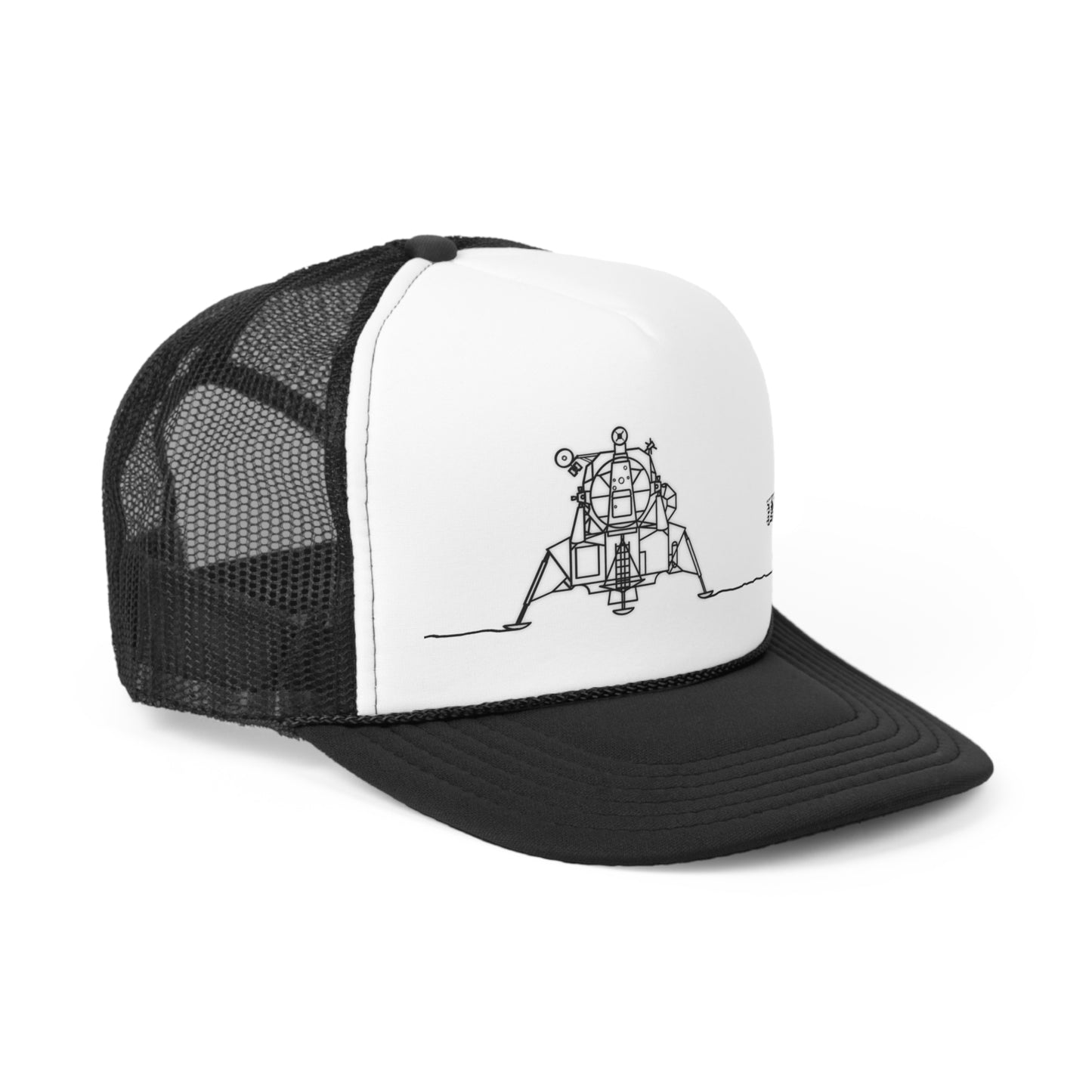 Apollo 11 Lunar Lander Trucker Cap, plus American Flag, Hat for Space exploration fans