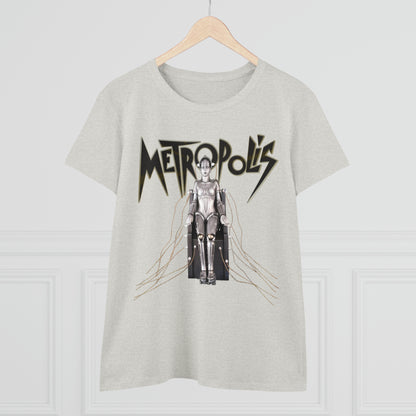 Metropolis movie Women's Midweight Cotton Tee V2, science-fiction machine Robot film 1927 T-shirt, Classic sci-fi shirt, Ladies scifi top