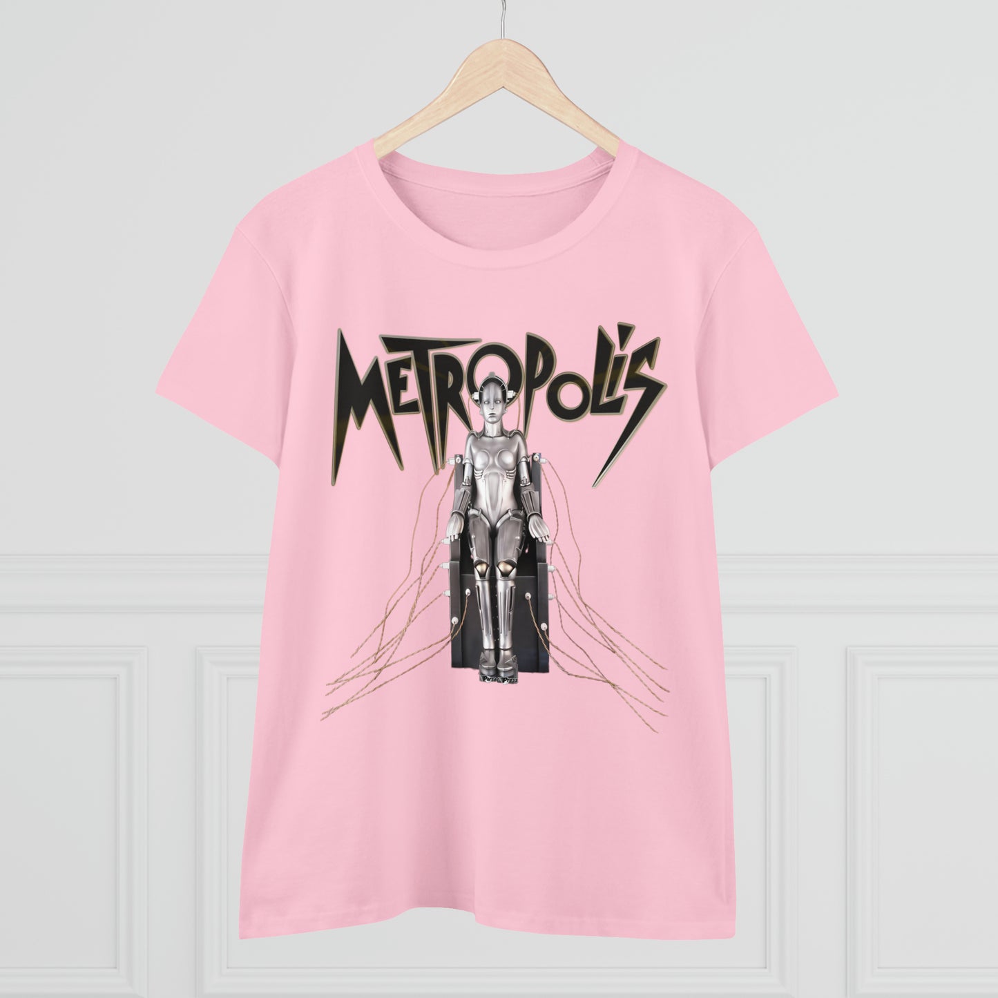 Metropolis movie Women's Midweight Cotton Tee V2, science-fiction machine Robot film 1927 T-shirt, Classic sci-fi shirt, Ladies scifi top