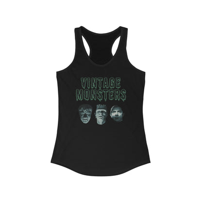 Vintage Monsters Women's Ideal Racerback Tank, Ladies tank top monster shirt, Dracula Wolf Man Frankenstein tee