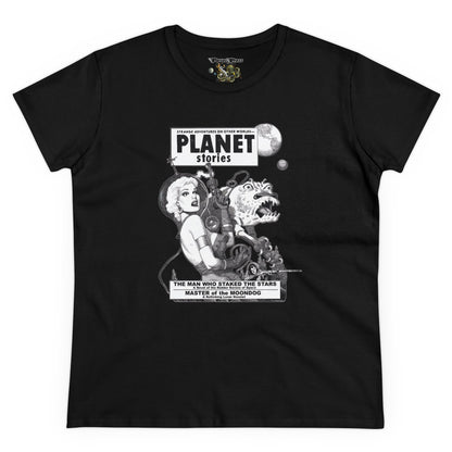 Planet Stories fan art Women's sci-fi shirt - 1950's comic pulp fiction