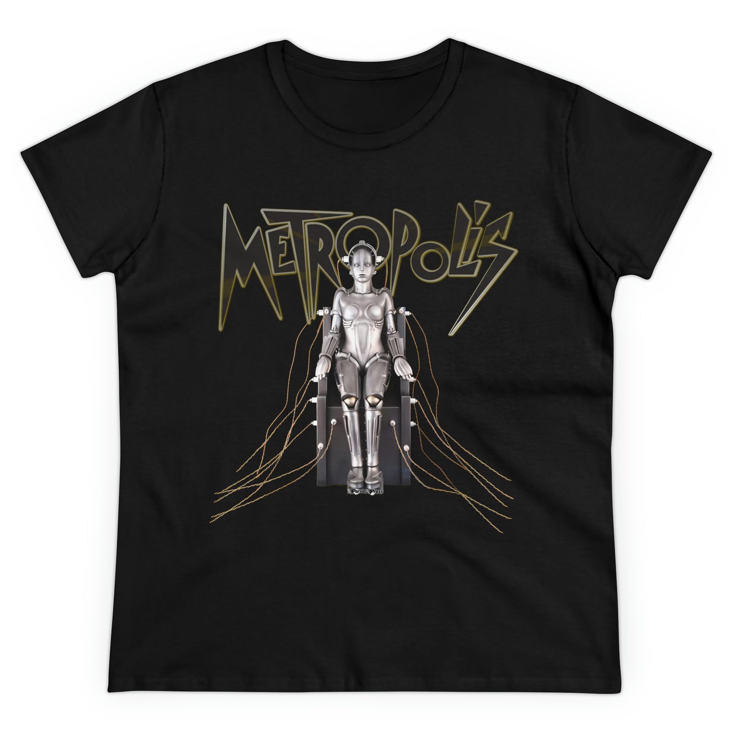 Metropolis movie Women's Midweight Cotton Tee V2, science-fiction machine Robot film 1927 T-shirt, Classic sci-fi shirt, Ladies scifi top