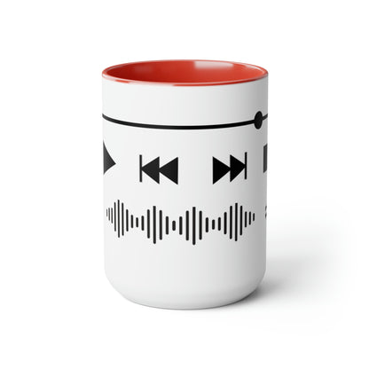 Play Record Rewind Fast Forward Audio Transport Audio Engineer, Two-Tone LARGE Coffee Mug, 15oz