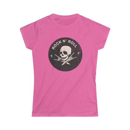 Rock N Roll Skull t shirt - Vintage retro distressed - Women's Softstyle Tee