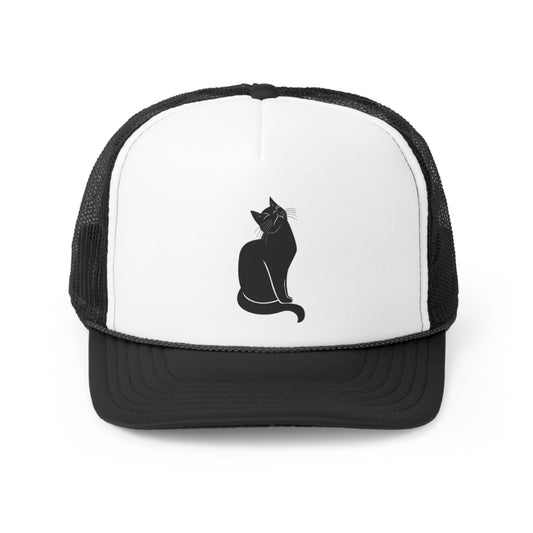 Black Cat on a Hat, Cute black cat hat - black cat Trucker Cap