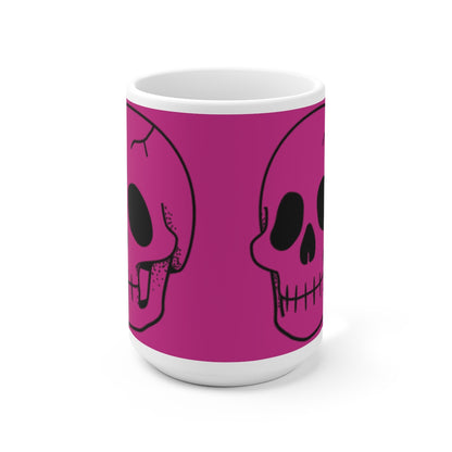 Hot Pink Skull Premium Ceramic Coffee Mug 15oz