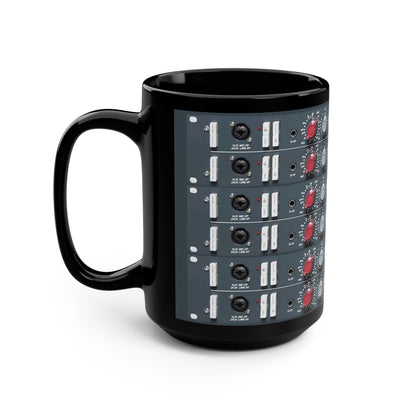 Recording Studio Audio Engineer NEVE rack Mic Pres British Sound, LARGE Black Mug, 15oz