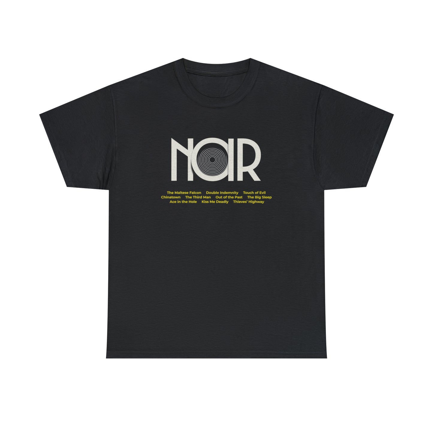 Film NOIR cinema movie tribute t shirt,  Unisex Heavy Cotton Tee, t-shirt movie buffs fans of classic film genre, edgy and mysterious vibe