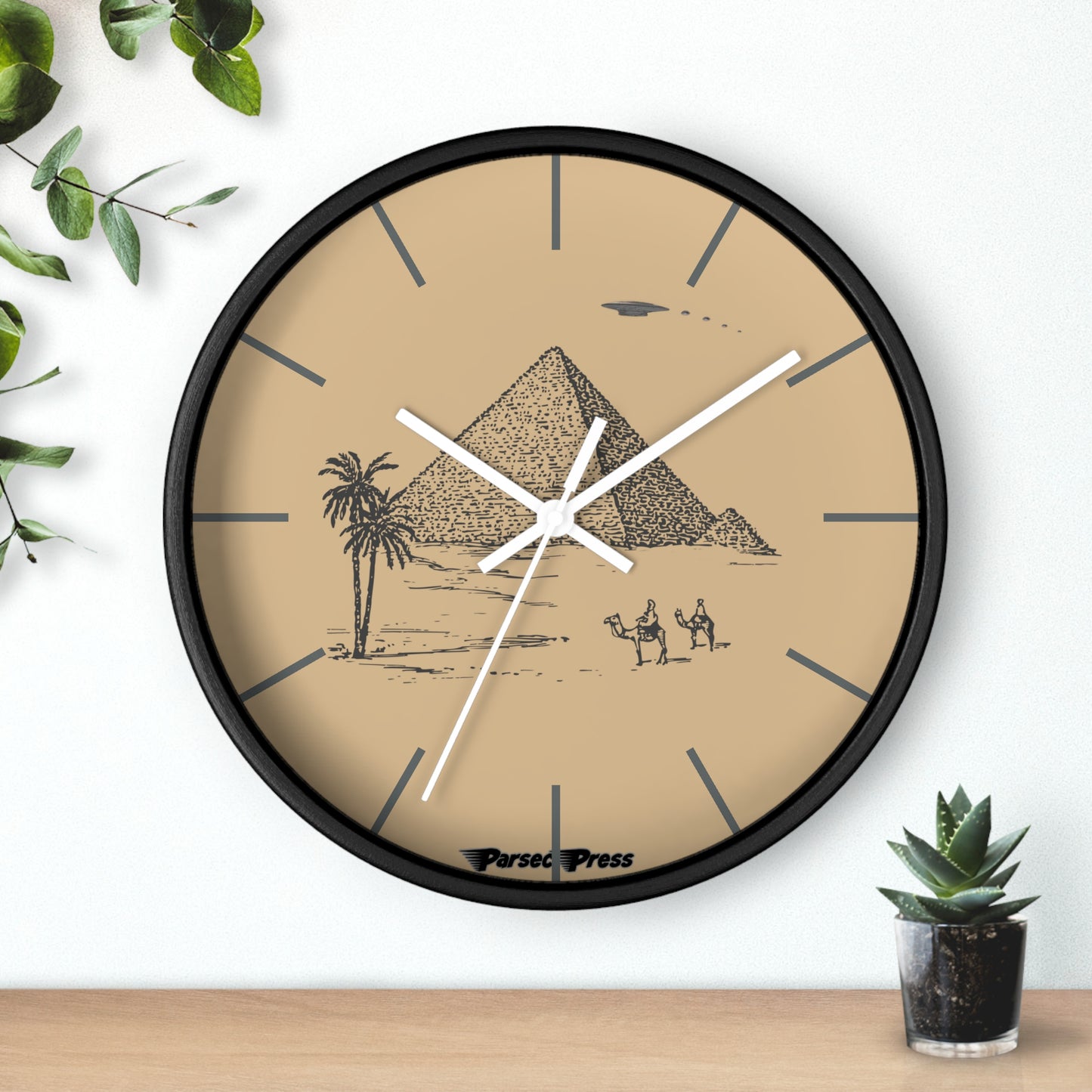 Pyramid Timepiece UFO Wall Clock, Egypt ancient wonders, ancient alien theory, 10 inch wall clock