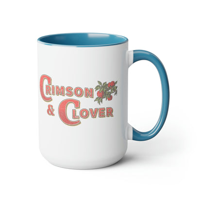 Crimson and Clover Classic Retro Vintage Punk Rocker Style Two-Tone LARGE Coffee Mug 15oz