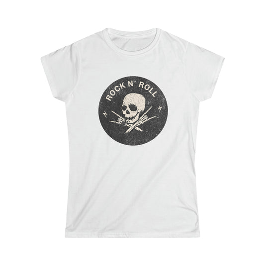 Rock N Roll Skull t shirt - Vintage retro distressed - Women's Softstyle Tee