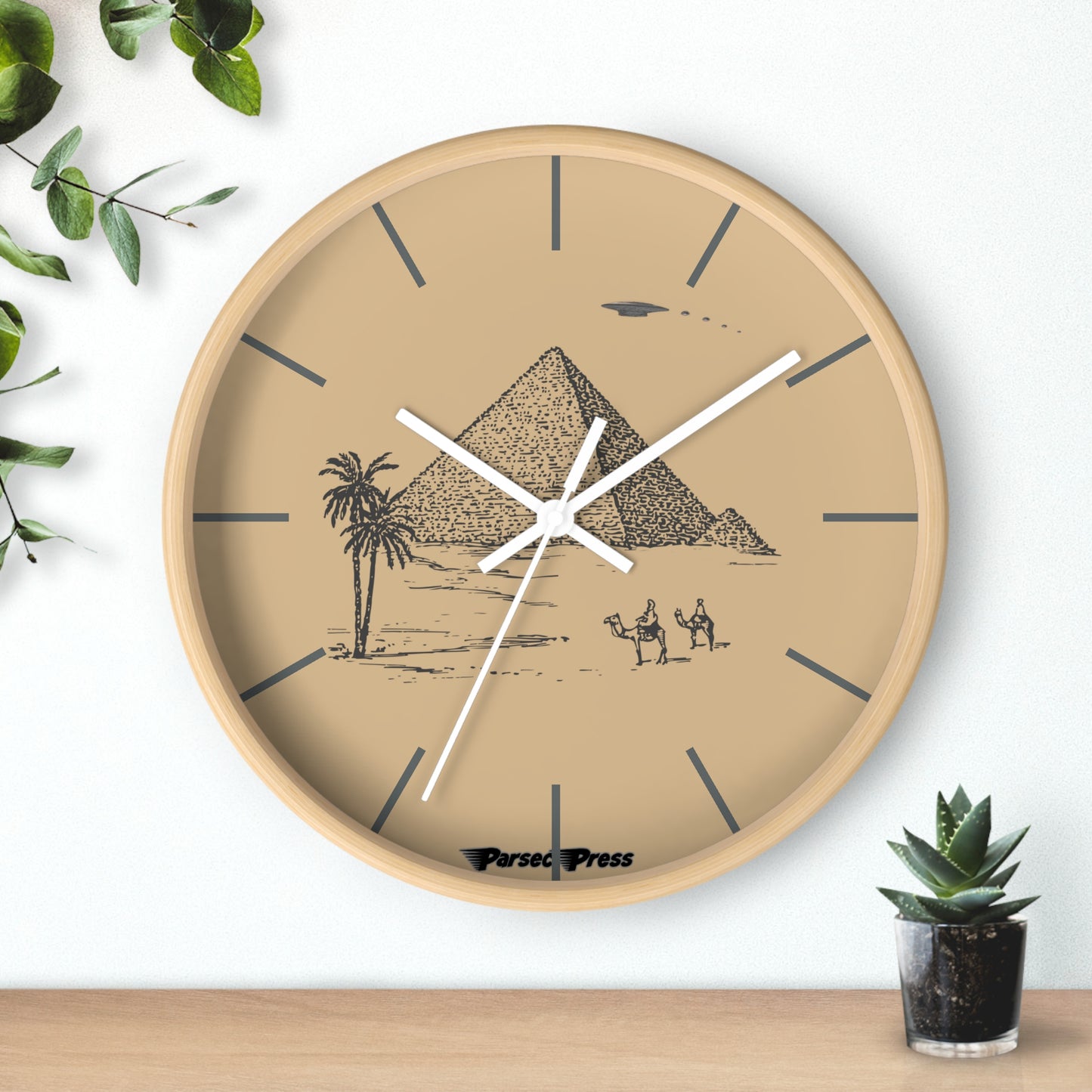 Pyramid Timepiece UFO Wall Clock, Egypt ancient wonders, ancient alien theory, 10 inch wall clock